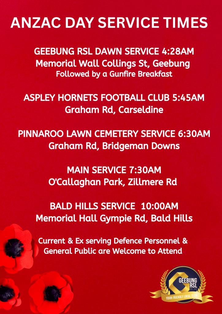 Anzac Day Service Times 2026 (flyer (a4))